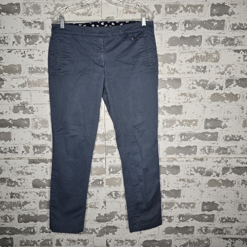 Brooks Brothers Pants Womens 8 Steel Blue Chino‎ Trouser Flat Front Ankle Twill